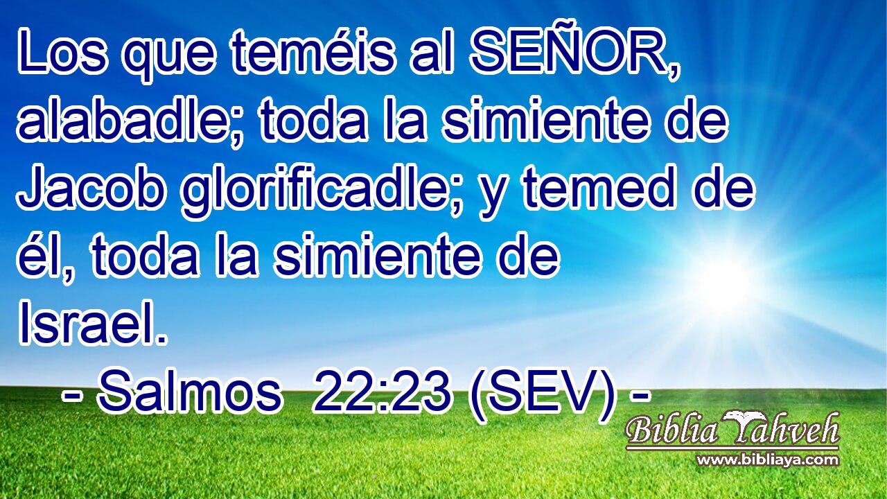 Los que teméis al SEÑOR, alabadle; toda la simiente de Jacob glorificadle; y temed de él, toda la simiente de Israel.