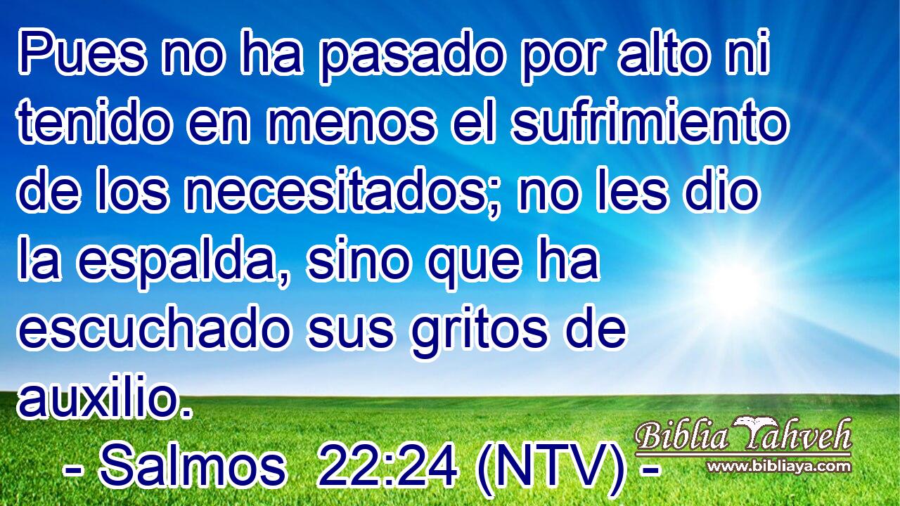 Pues no ha pasado por alto ni tenido en menos el sufrimiento de los necesitados; no les dio la espalda, sino que ha escuchado sus gritos de auxilio.