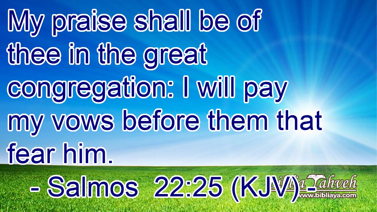 My praise shall be of thee in the great congregation: I will pay my vows before them that fear him.