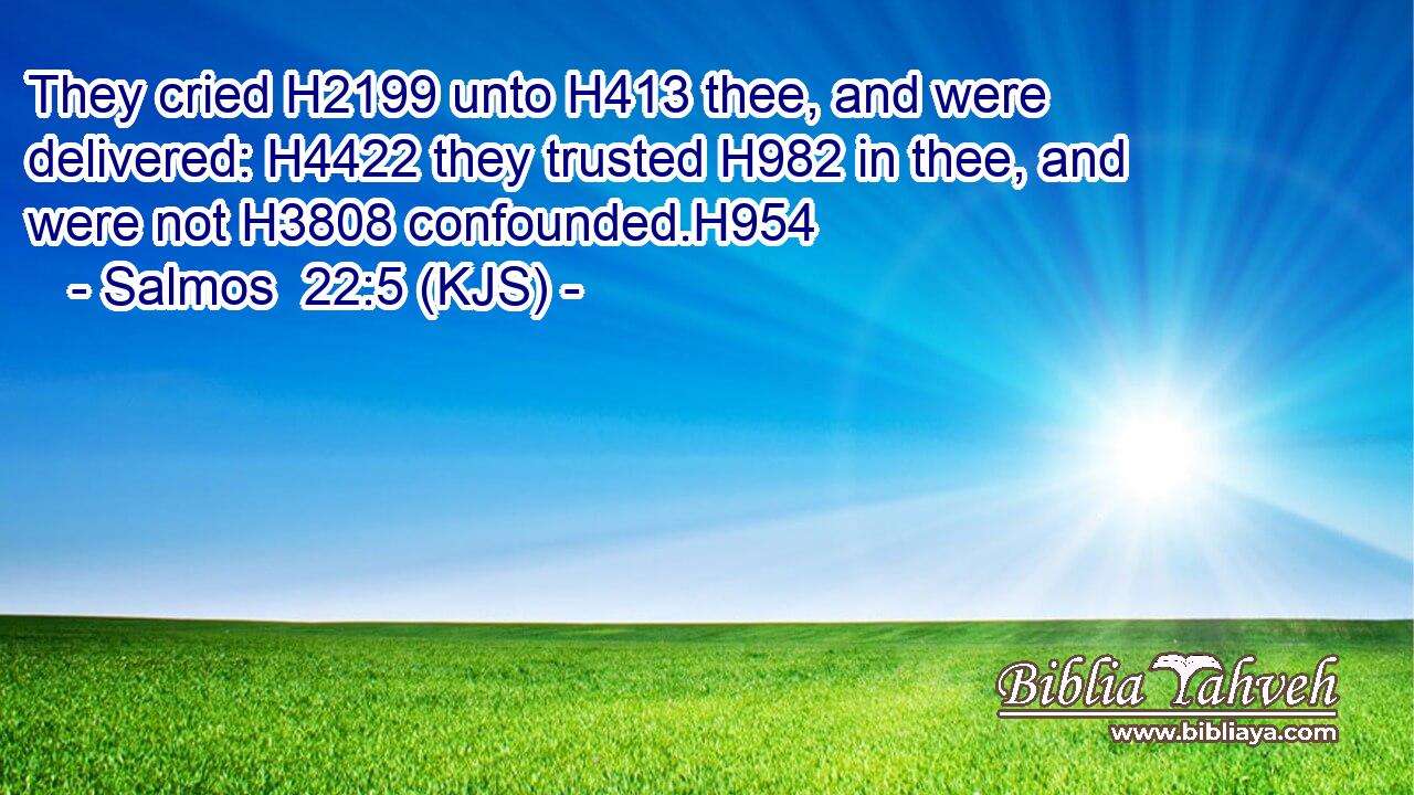 They cried H2199 unto H413 thee, and were delivered: H4422 they trusted H982 in thee, and were not H3808 confounded.H954