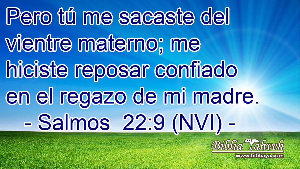  Pero tú me sacaste del vientre materno; me hiciste reposar confiado en el regazo de mi madre. 