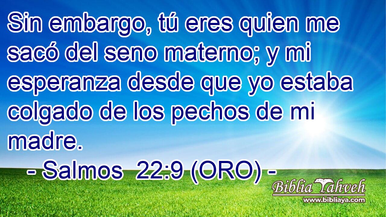  Sin embargo, tú eres quien me sacó del seno materno; y mi esperanza desde que yo estaba colgado de los pechos de mi madre. 