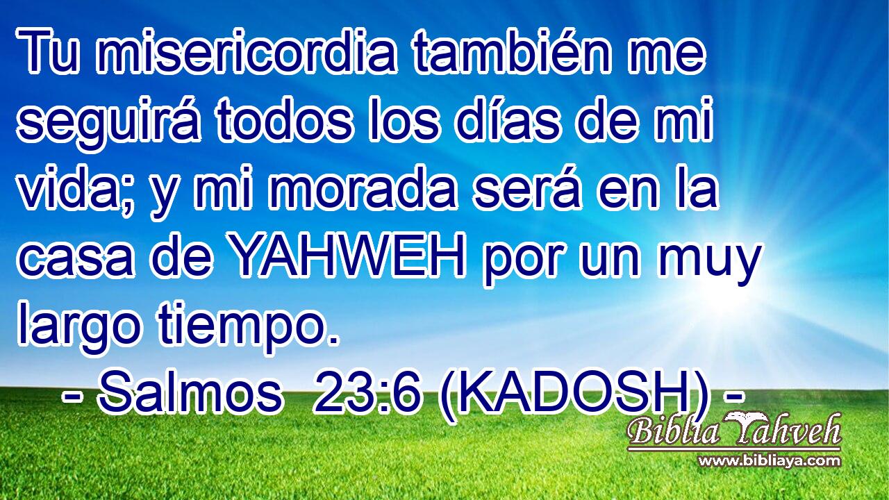  Tu misericordia también me seguirá todos los días de mi vida; y mi morada será en la casa de YAHWEH por un muy largo tiempo. 