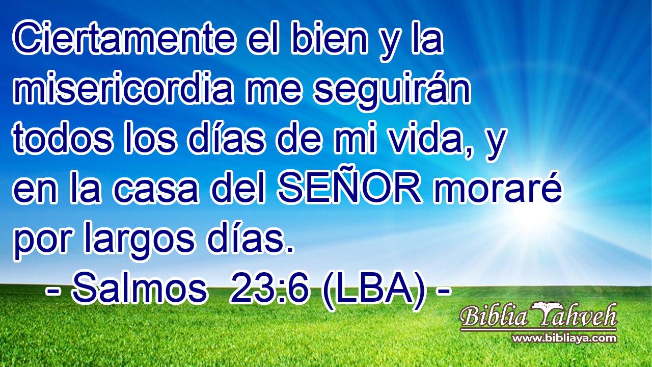 Ciertamente el bien y la misericordia me seguirán todos los días de mi vida, y en la casa del SEÑOR moraré por largos días.