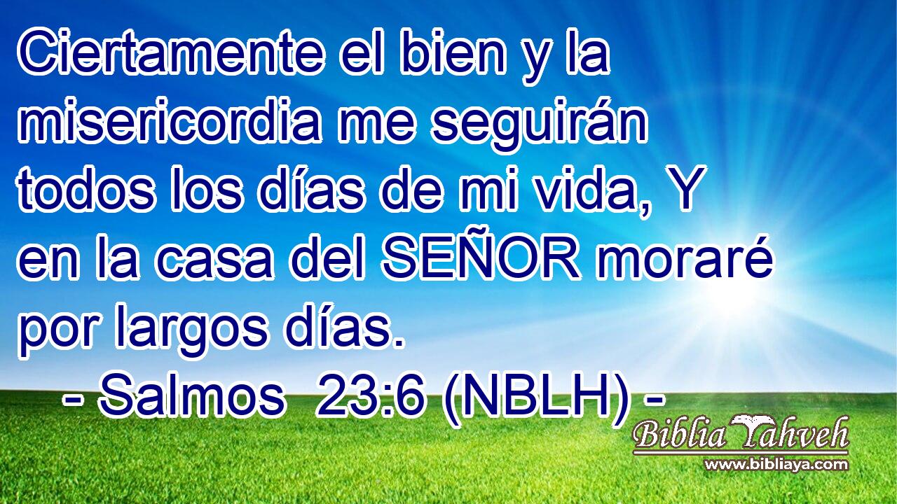  Ciertamente el bien y la misericordia me seguirán todos los días de mi vida, Y en la casa del SEÑOR moraré por largos días. 
