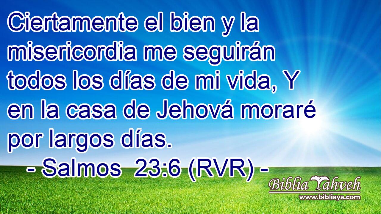 Ciertamente el bien y la misericordia me seguirán todos los días de mi vida, Y en la casa de Jehová moraré por largos días.