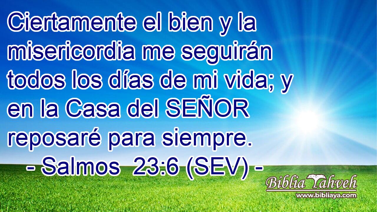 Ciertamente el bien y la misericordia me seguirán todos los días de mi vida; y en la Casa del SEÑOR reposaré para siempre.