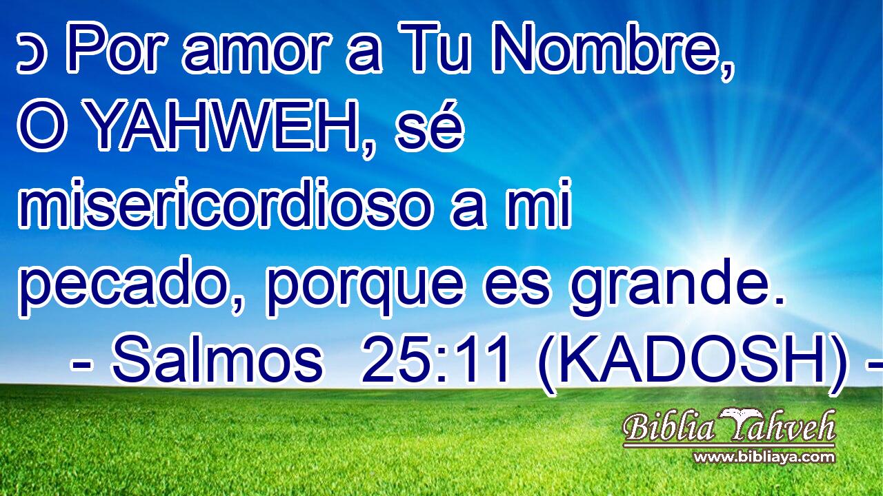  כ Por amor a Tu Nombre, O YAHWEH, sé misericordioso a mi pecado, porque es grande. 