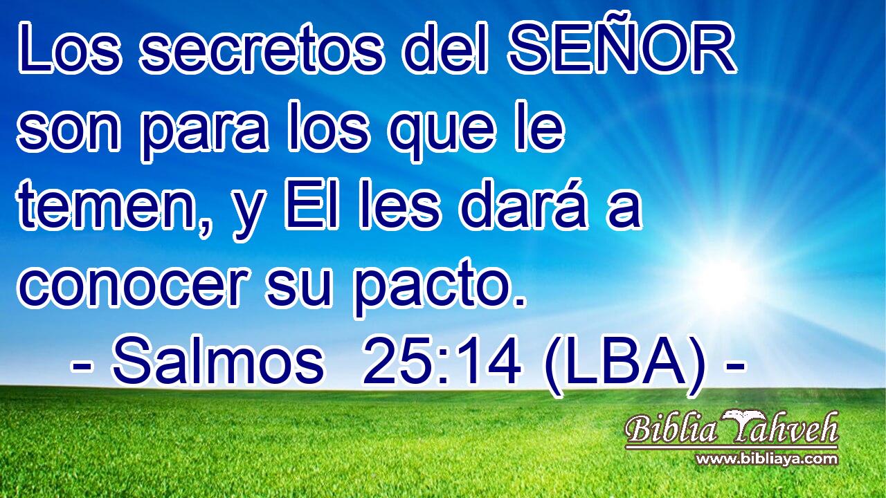 Los secretos del SEÑOR son para los que le temen, y El les dará a conocer su pacto.