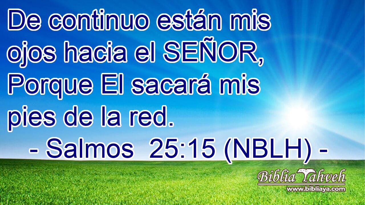  De continuo están mis ojos hacia el SEÑOR, Porque El sacará mis pies de la red. 