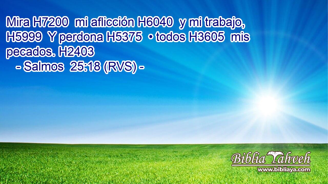 Mira H7200  mi aflicción H6040  y mi trabajo, H5999  Y perdona H5375  • todos H3605  mis pecados. H2403  