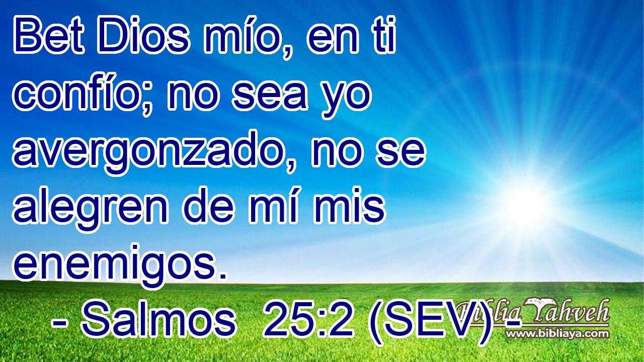 Bet Dios mío, en ti confío; no sea yo avergonzado, no se alegren de mí mis enemigos.