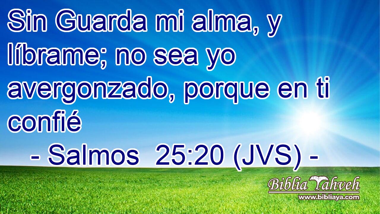 Sin Guarda mi alma, y líbrame; no sea yo avergonzado, porque en ti confié