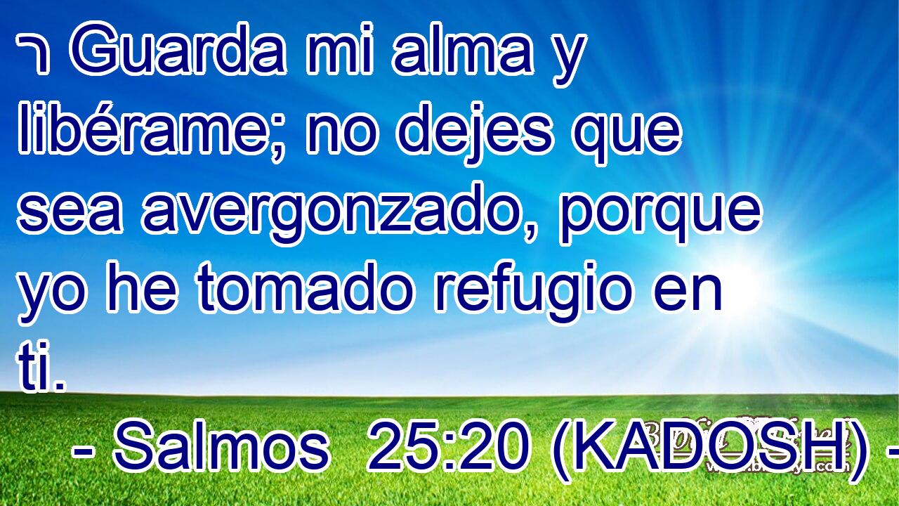  ר Guarda mi alma y libérame; no dejes que sea avergonzado, porque yo he tomado refugio en ti. 
