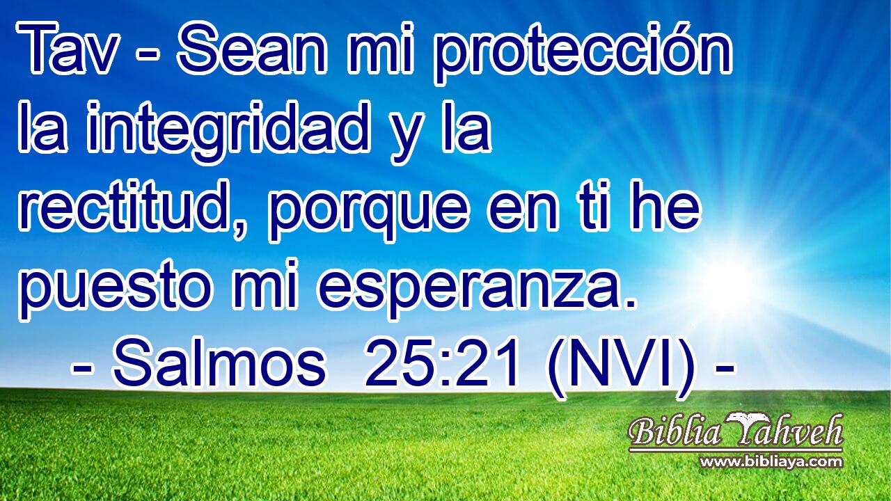  Tav - Sean mi protección la integridad y la rectitud, porque en ti he puesto mi esperanza. 
