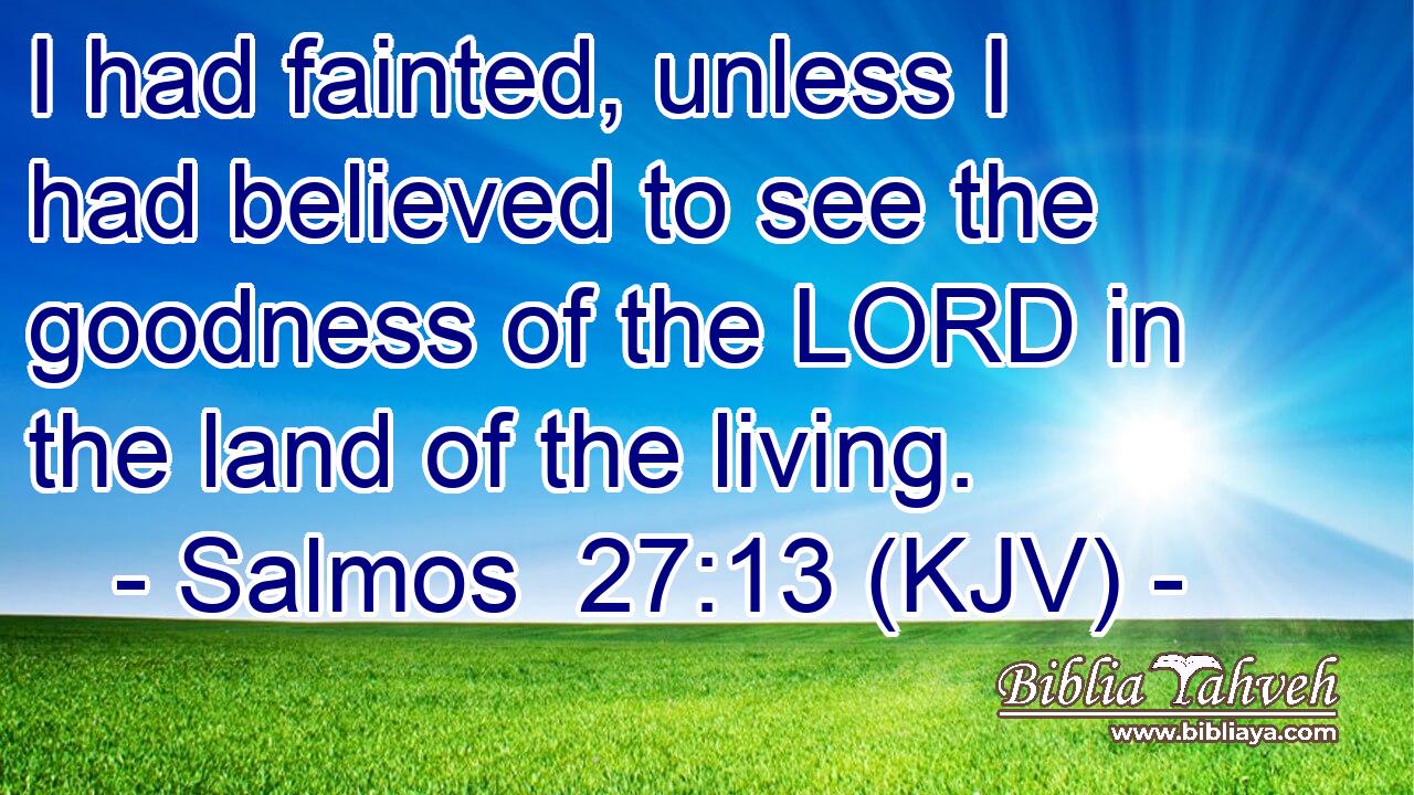 I had fainted, unless I had believed to see the goodness of the LORD in the land of the living.