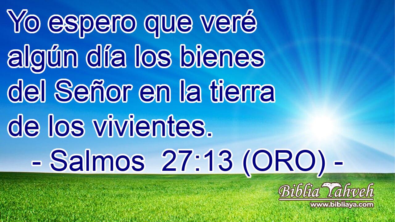  Yo espero que veré algún día los bienes del Señor en la tierra de los vivientes. 