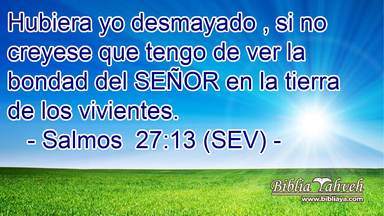 Hubiera yo desmayado , si no creyese que tengo de ver la bondad del SEÑOR en la tierra de los vivientes.