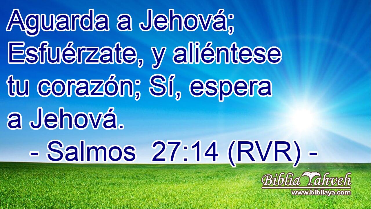Aguarda a Jehová; Esfuérzate, y aliéntese tu corazón; Sí, espera a Jehová.