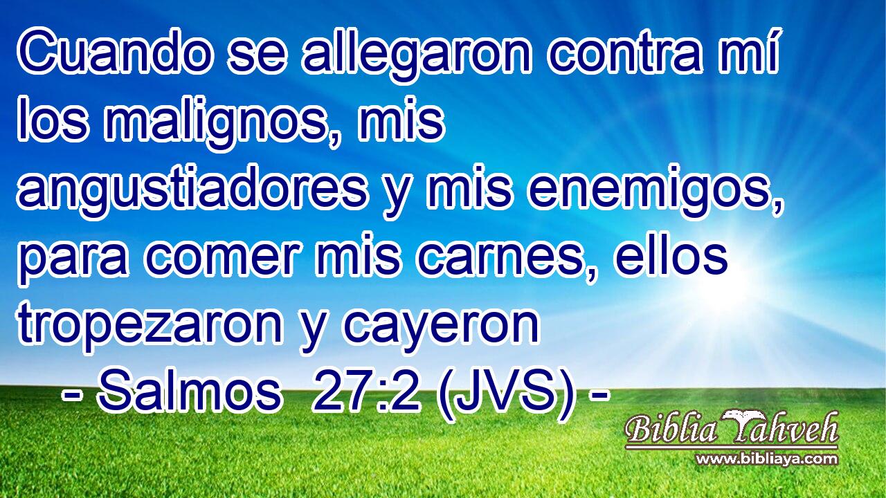 Cuando se allegaron contra mí los malignos, mis angustiadores y mis enemigos, para comer mis carnes, ellos tropezaron y cayeron