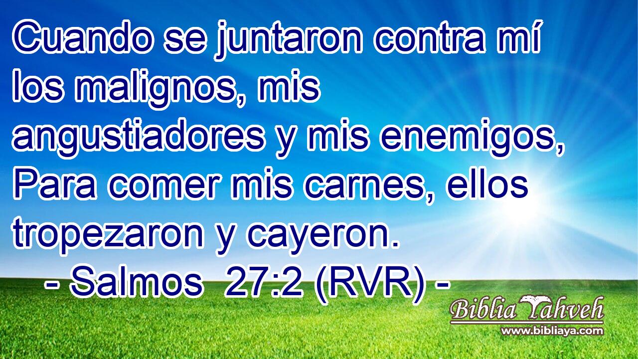 Cuando se juntaron contra mí los malignos, mis angustiadores y mis enemigos, Para comer mis carnes, ellos tropezaron y cayeron.
