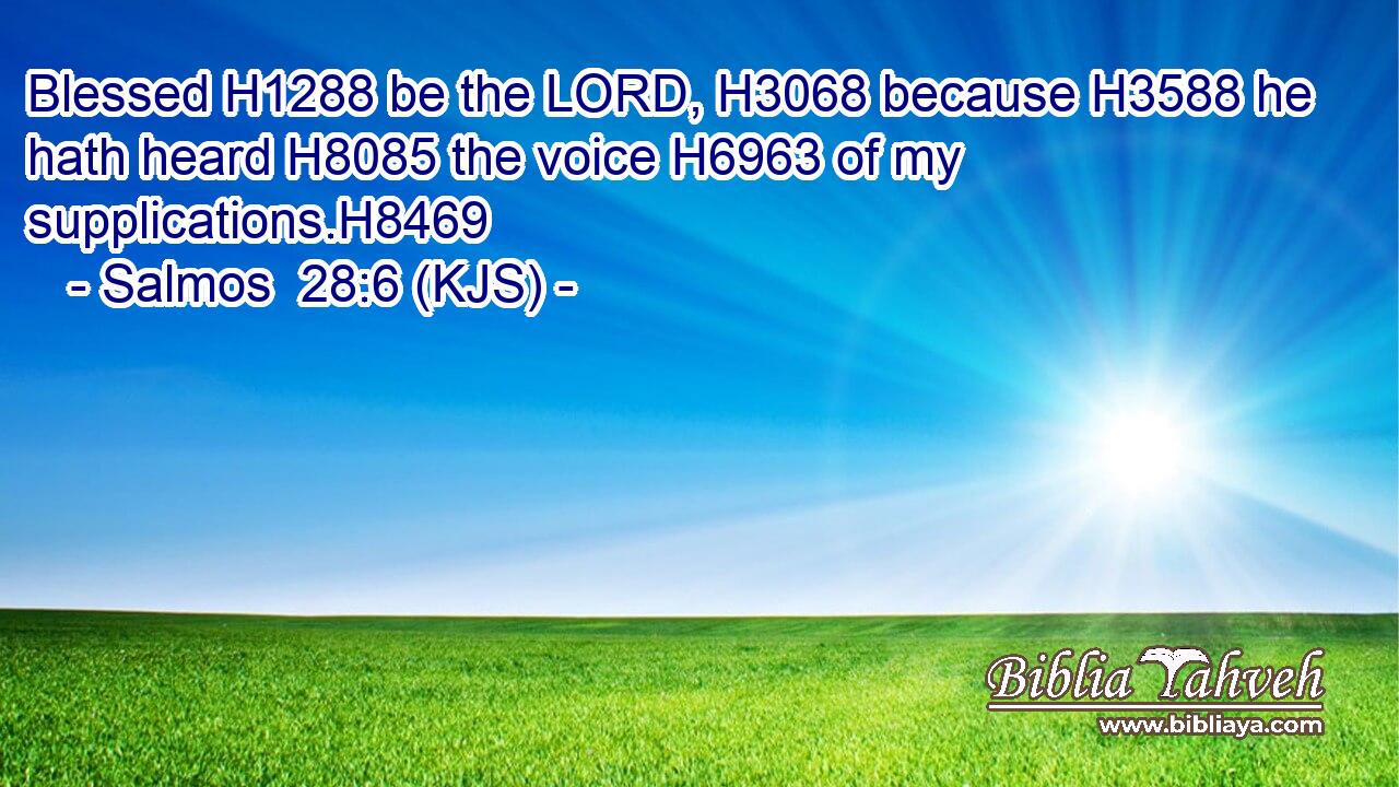 Blessed H1288 be the LORD, H3068 because H3588 he hath heard H8085 the voice H6963 of my supplications.H8469