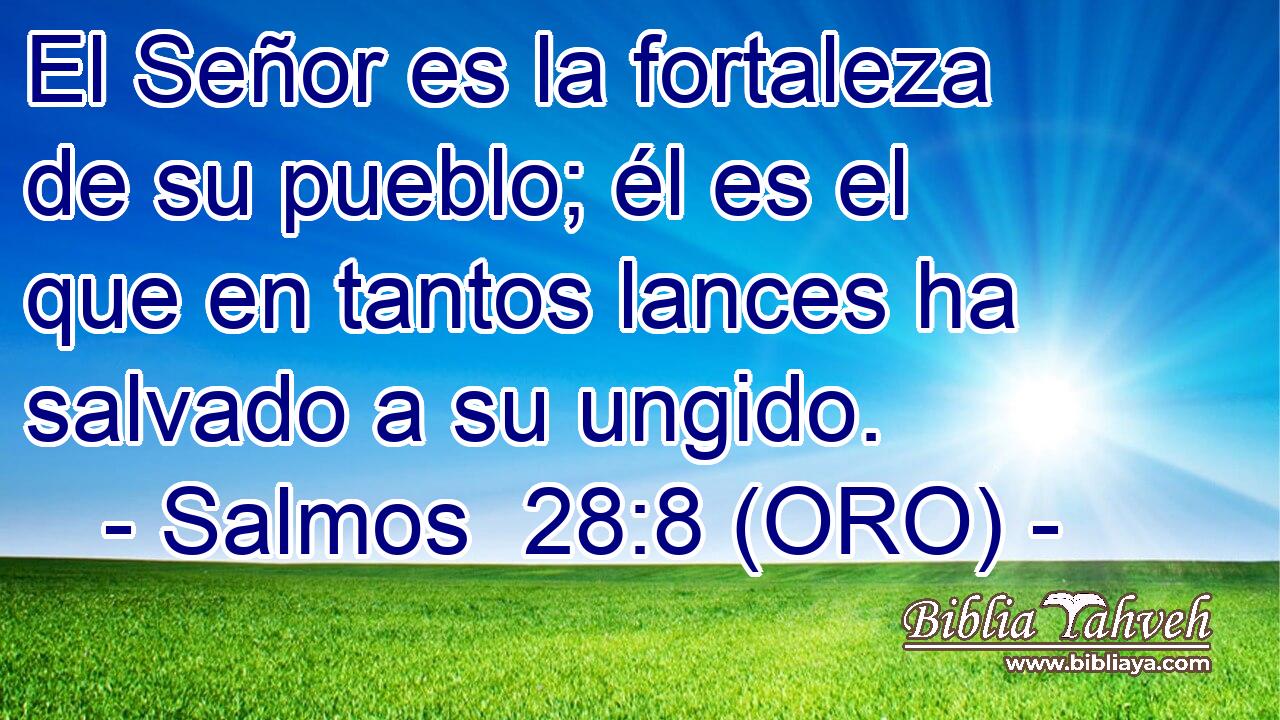  El Señor es la fortaleza de su pueblo; él es el que en tantos lances ha salvado a su ungido. 