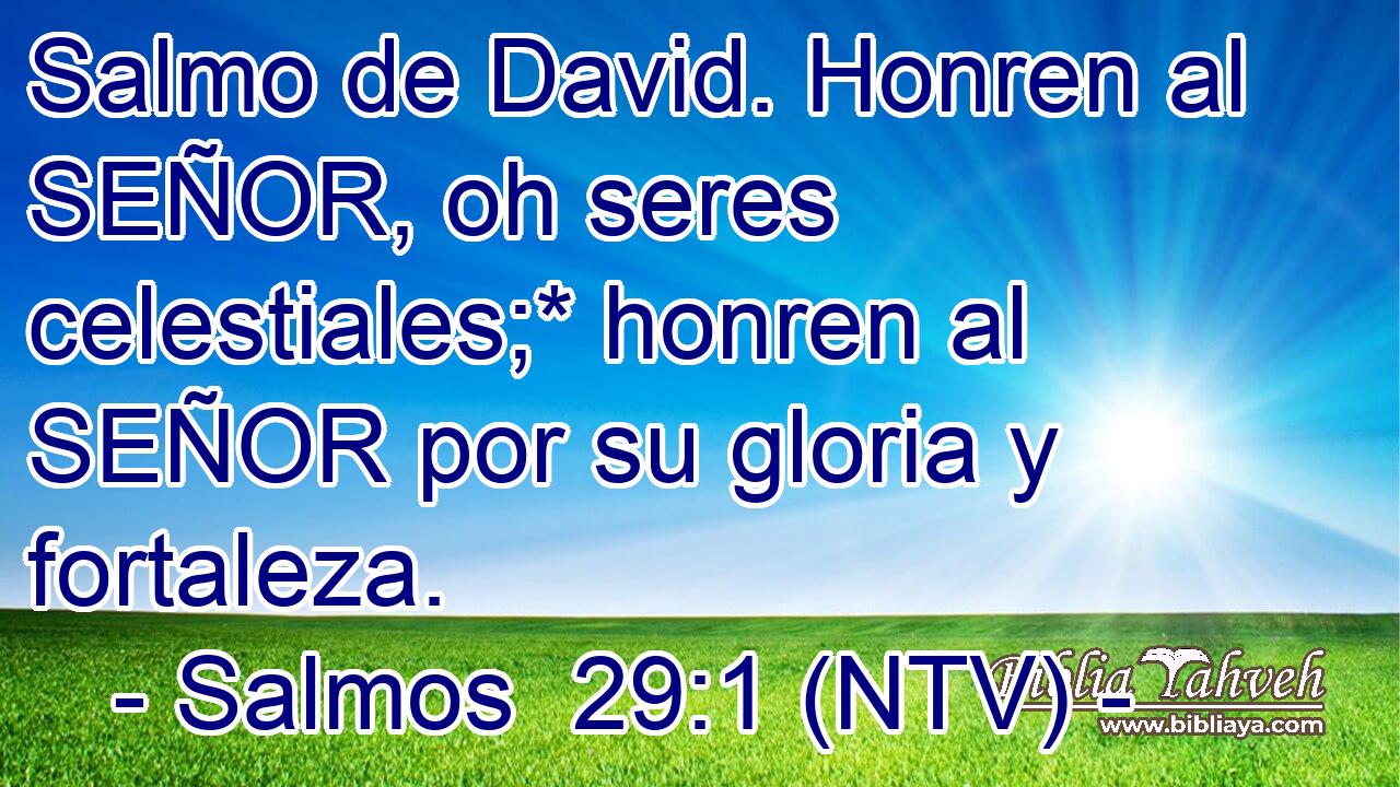 Salmo de David. Honren al SEÑOR, oh seres celestiales;* honren al SEÑOR por su gloria y fortaleza.