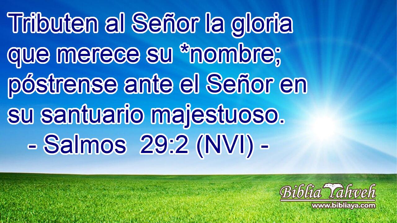  Tributen al Señor la gloria que merece su *nombre; póstrense ante el Señor en su santuario majestuoso. 