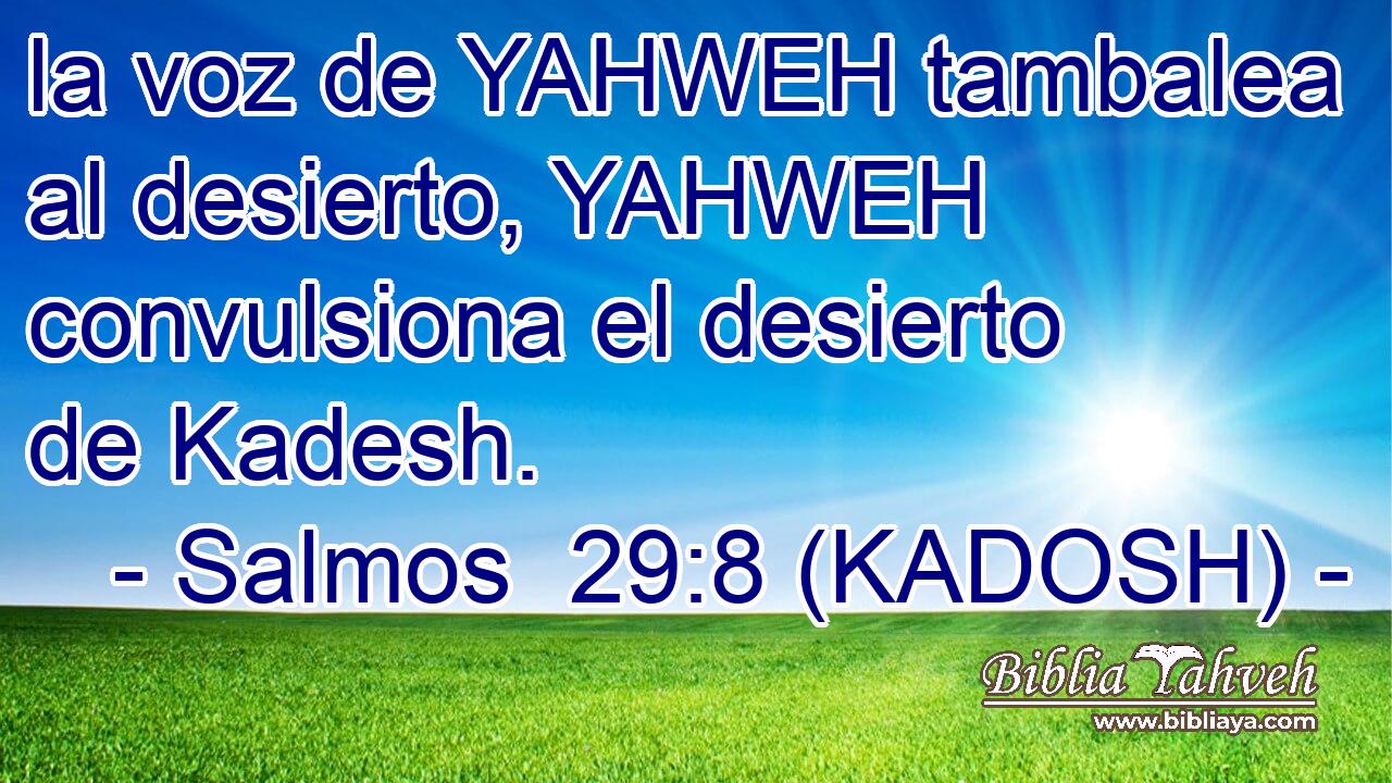  la voz de YAHWEH tambalea al desierto, YAHWEH convulsiona el desierto de Kadesh. 