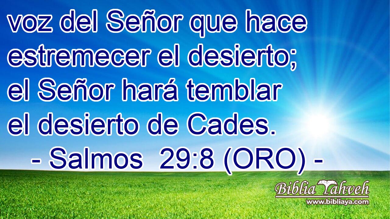  voz del Señor que hace estremecer el desierto; el Señor hará temblar el desierto de Cades. 