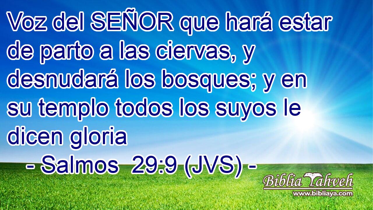 Voz del SEÑOR que hará estar de parto a las ciervas, y desnudará los bosques; y en su templo todos los suyos le dicen gloria