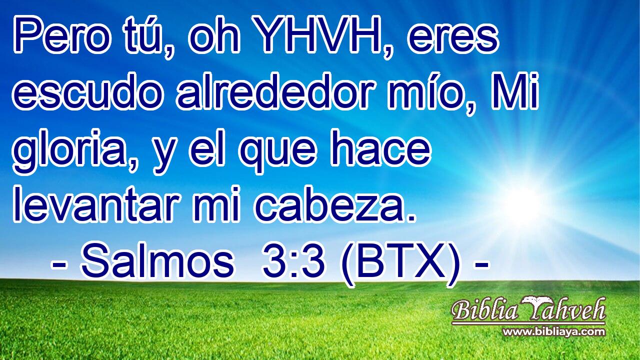 Pero tú, oh YHVH, eres escudo alrededor mío, Mi gloria, y el que hace levantar mi cabeza.