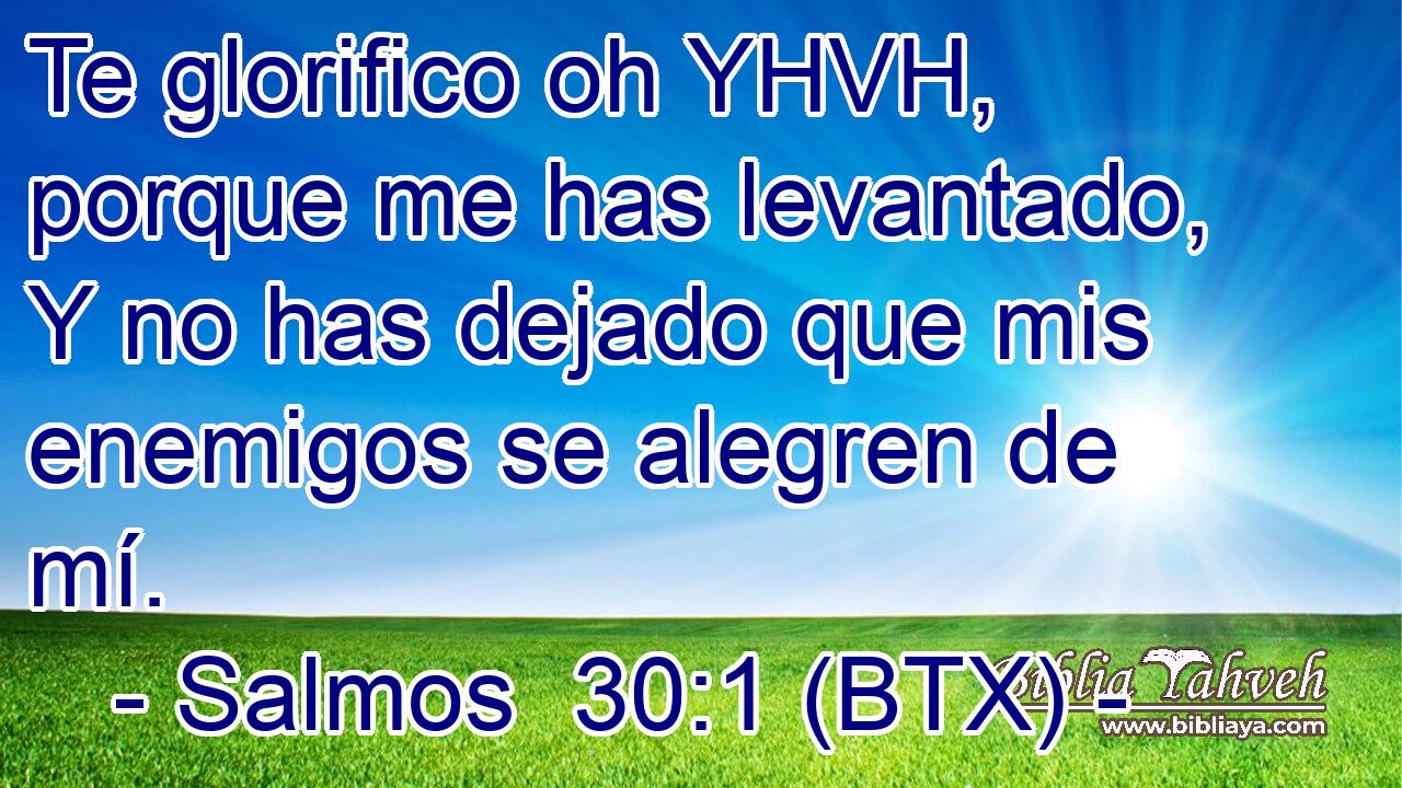 Te glorifico oh YHVH, porque me has levantado, Y no has dejado que mis enemigos se alegren de mí.