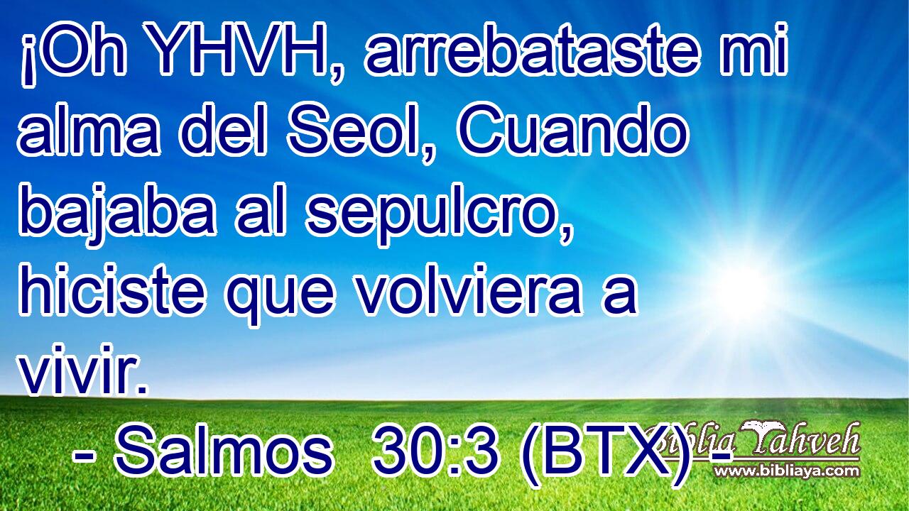 ¡Oh YHVH, arrebataste mi alma del Seol, Cuando bajaba al sepulcro, hiciste que volviera a vivir.