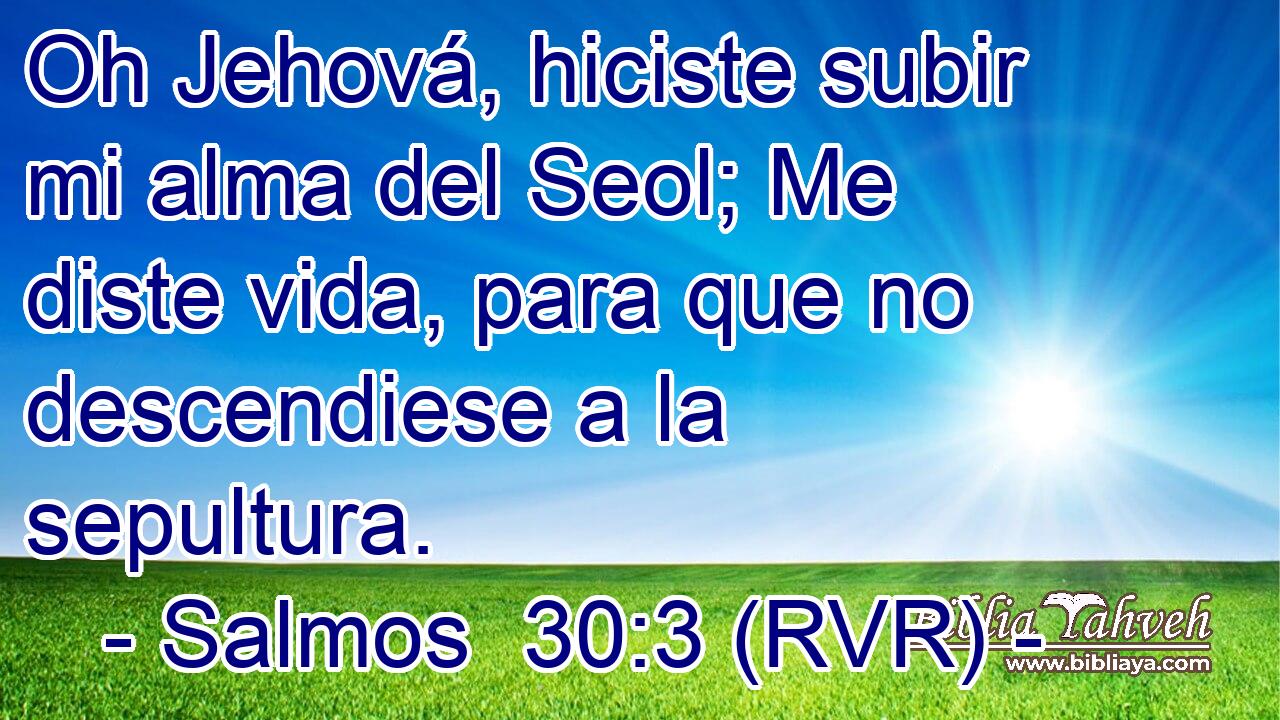 Oh Jehová, hiciste subir mi alma del Seol; Me diste vida, para que no descendiese a la sepultura.