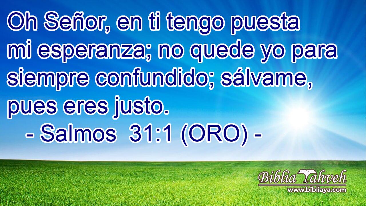  Oh Señor, en ti tengo puesta mi esperanza; no quede yo para siempre confundido; sálvame, pues eres justo. 