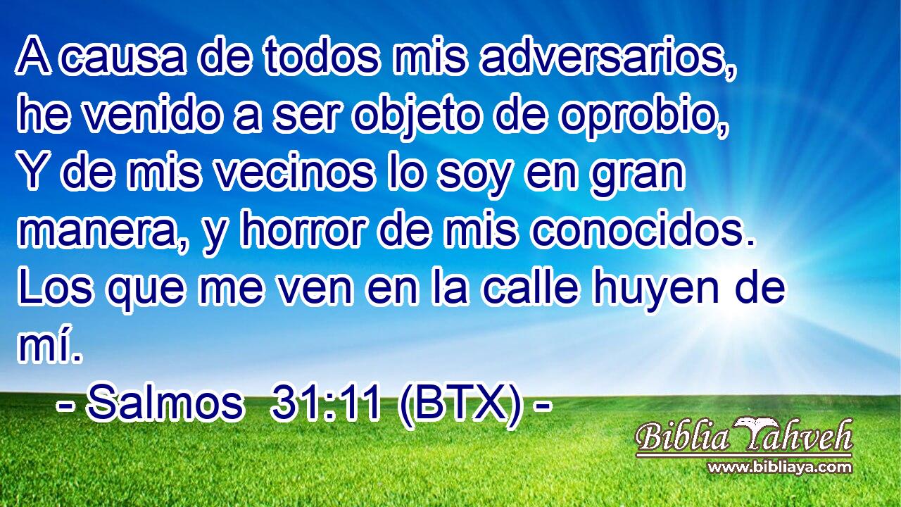 A causa de todos mis adversarios, he venido a ser objeto de oprobio, Y de mis vecinos lo soy en gran manera, y horror de mis conocidos. Los que me ven en la calle huyen de mí.