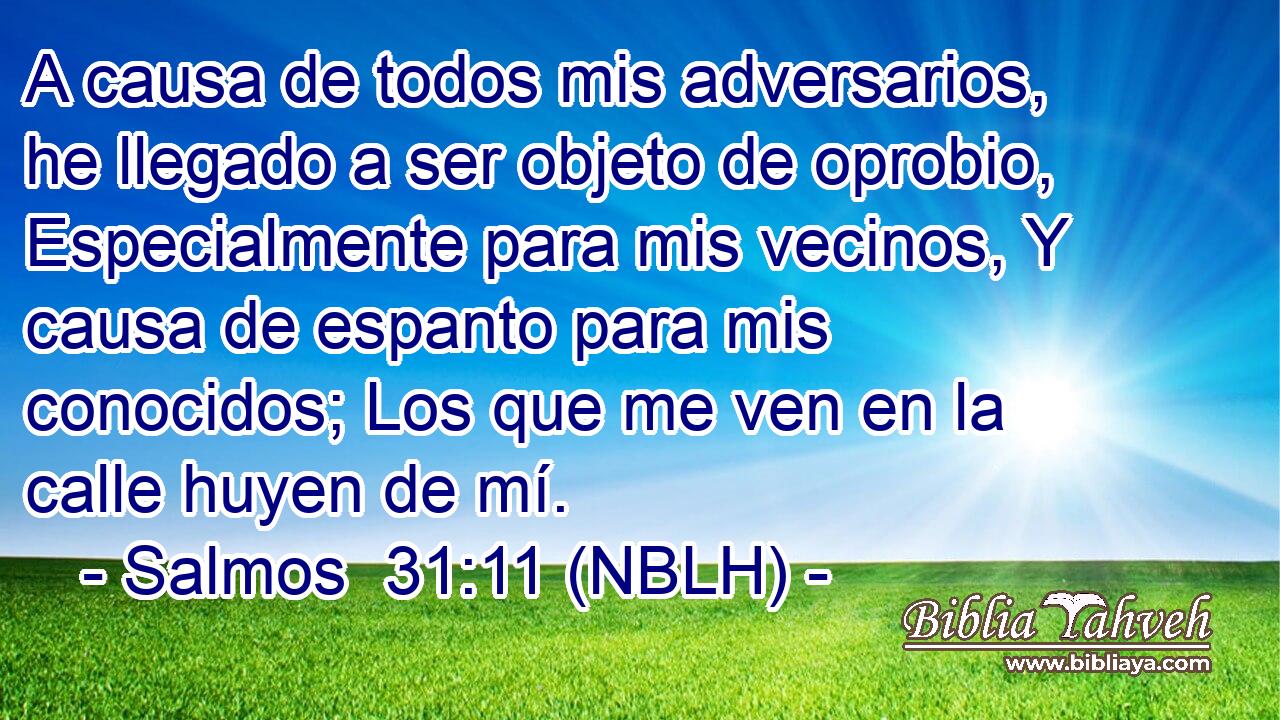  A causa de todos mis adversarios, he llegado a ser objeto de oprobio, Especialmente para mis vecinos, Y causa de espanto para mis conocidos; Los que me ven en la calle huyen de mí. 