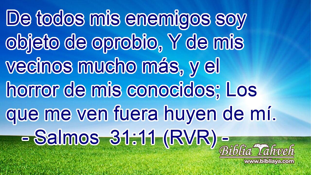 De todos mis enemigos soy objeto de oprobio, Y de mis vecinos mucho más, y el horror de mis conocidos; Los que me ven fuera huyen de mí.