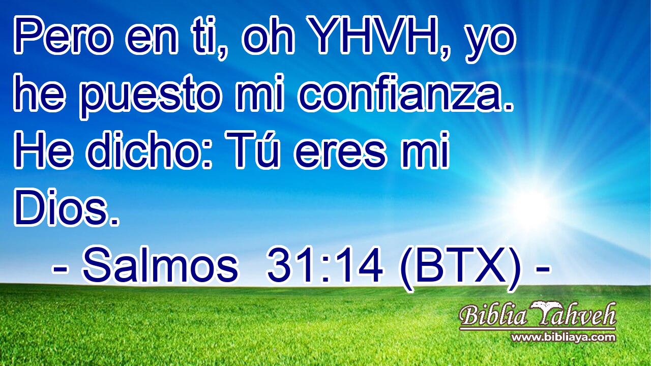 Pero en ti, oh YHVH, yo he puesto mi confianza. He dicho: Tú eres mi Dios.