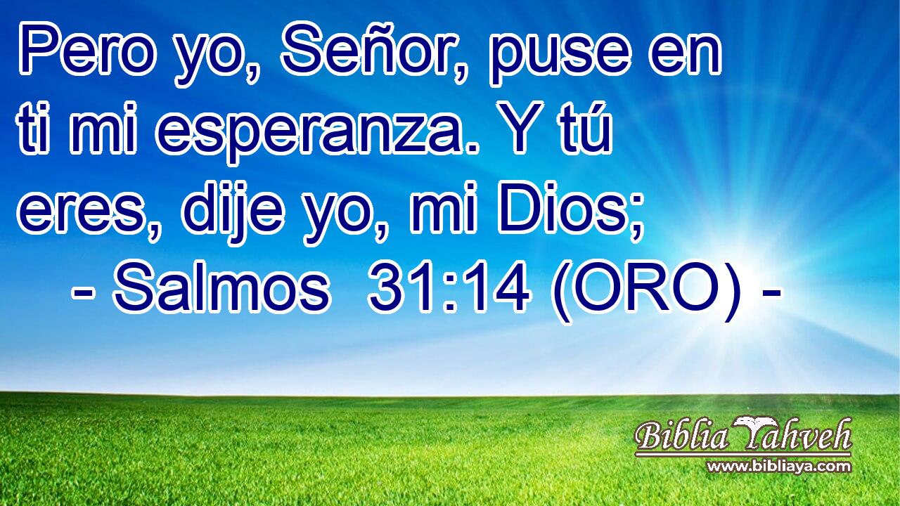  Pero yo, Señor, puse en ti mi esperanza. Y tú eres, dije yo, mi Dios; 