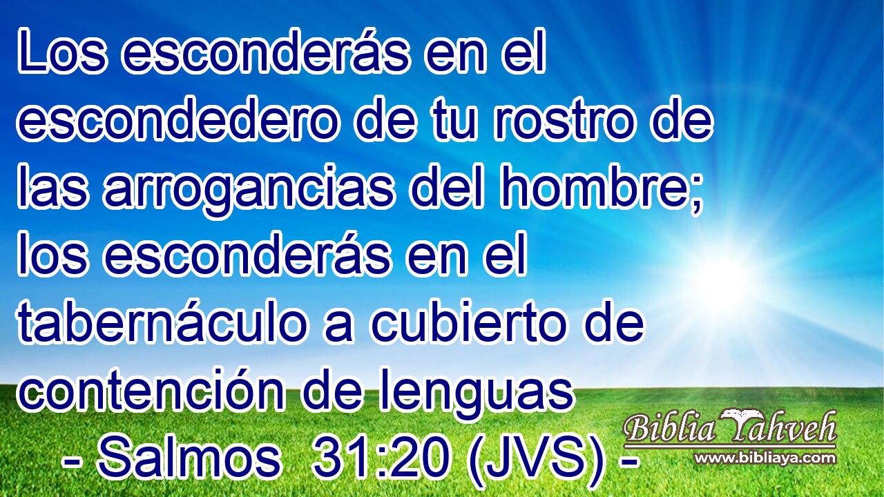 Los esconderás en el escondedero de tu rostro de las arrogancias del hombre; los esconderás en el tabernáculo a cubierto de contención de lenguas