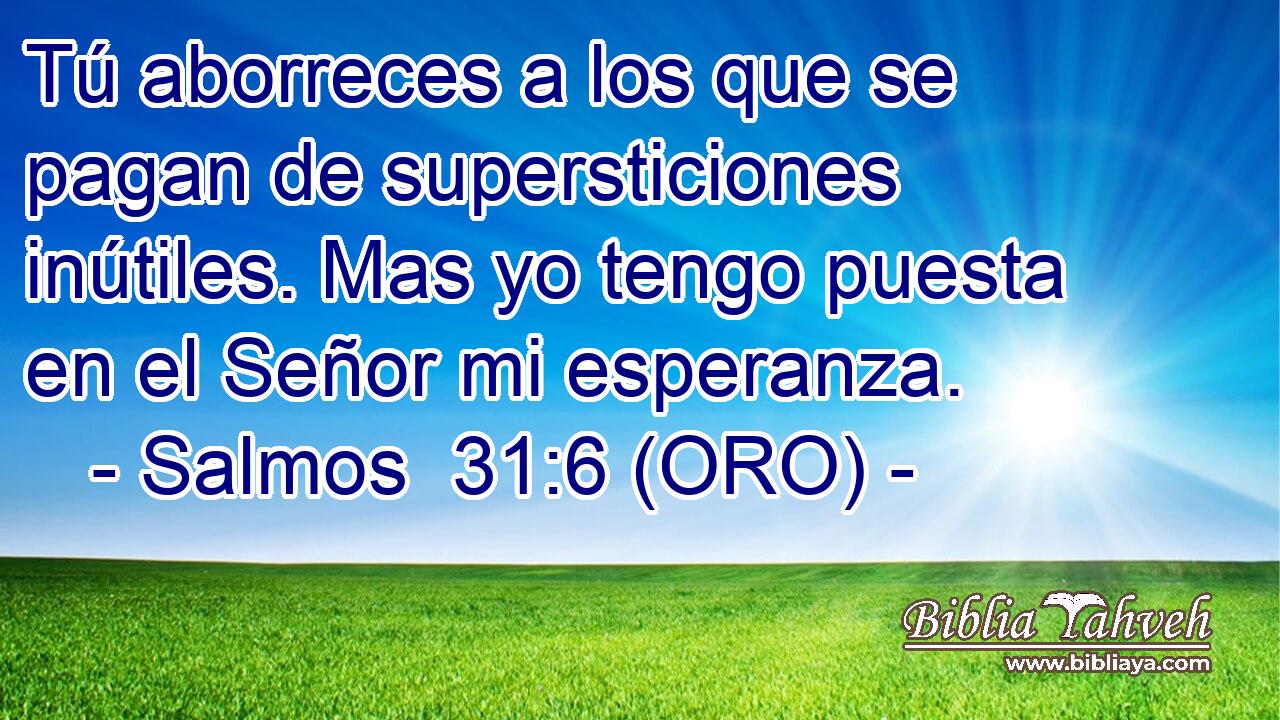  Tú aborreces a los que se pagan de supersticiones inútiles. Mas yo tengo puesta en el Señor mi esperanza. 