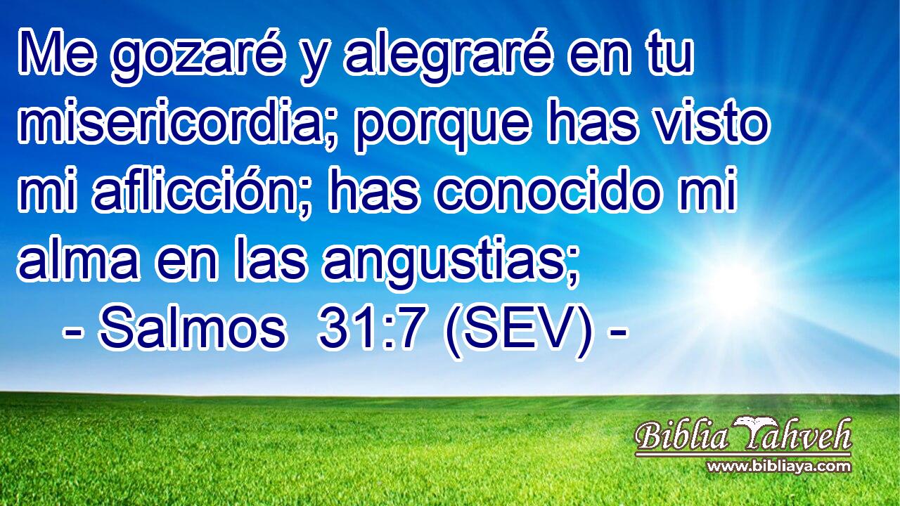 Me gozaré y alegraré en tu misericordia; porque has visto mi aflicción; has conocido mi alma en las angustias;