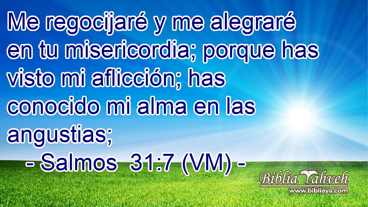  Me regocijaré y me alegraré en tu misericordia; porque has visto mi aflicción; has conocido mi alma en las angustias; 