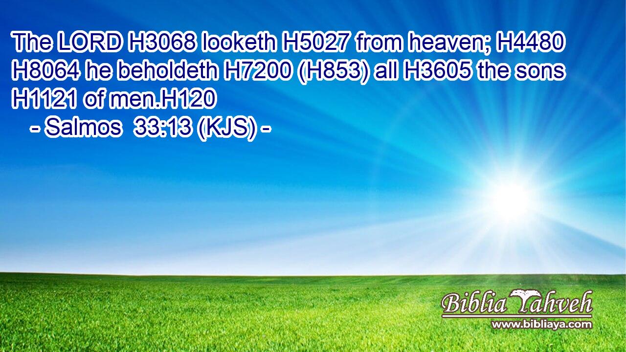 The LORD H3068 looketh H5027 from heaven; H4480  H8064 he beholdeth H7200 (H853) all H3605 the sons H1121 of men.H120