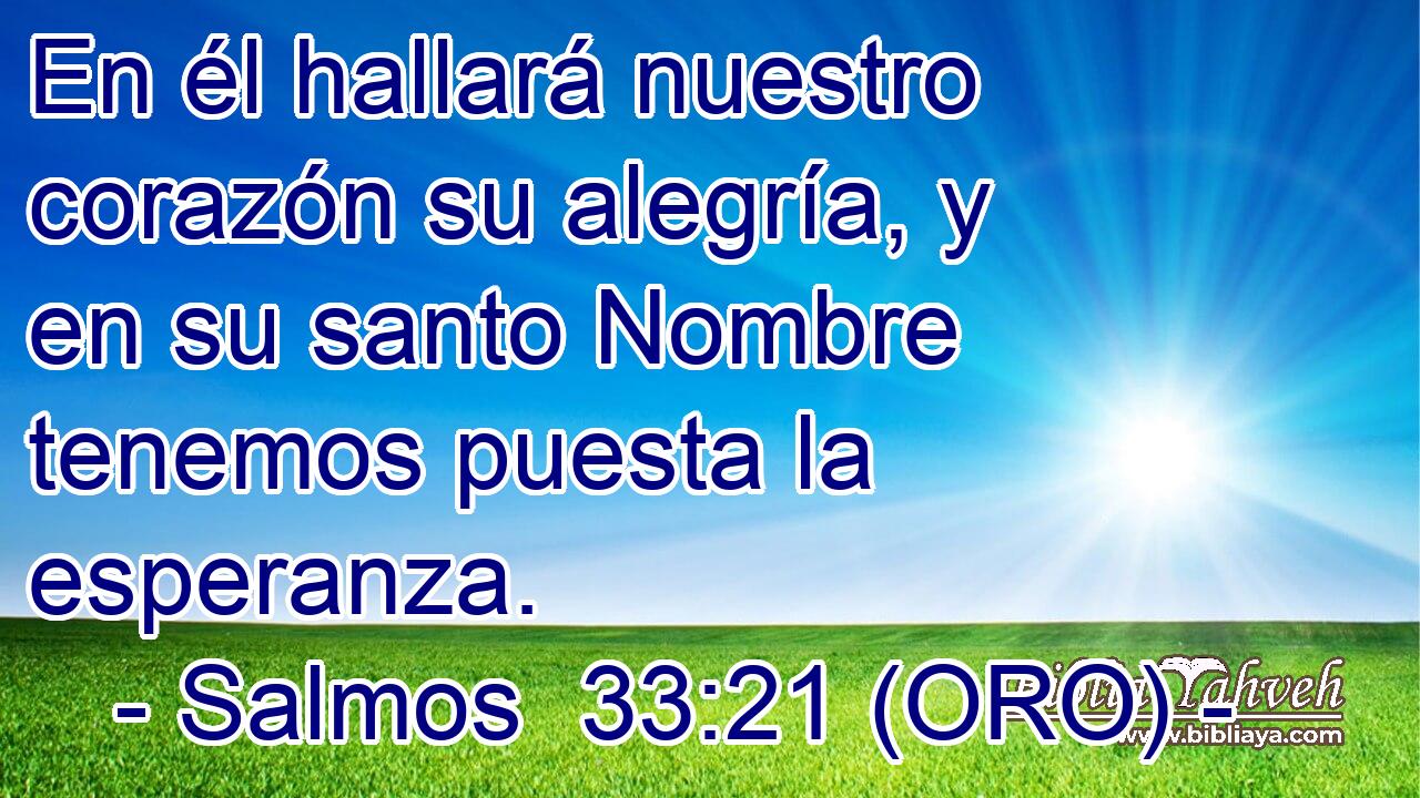  En él hallará nuestro corazón su alegría, y en su santo Nombre tenemos puesta la esperanza. 