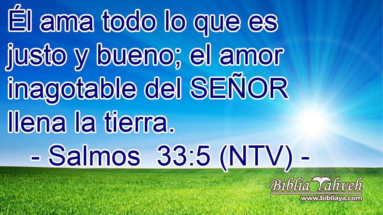 Él ama todo lo que es justo y bueno; el amor inagotable del SEÑOR llena la tierra.