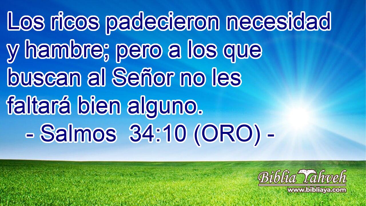  Los ricos padecieron necesidad y hambre; pero a los que buscan al Señor no les faltará bien alguno. 